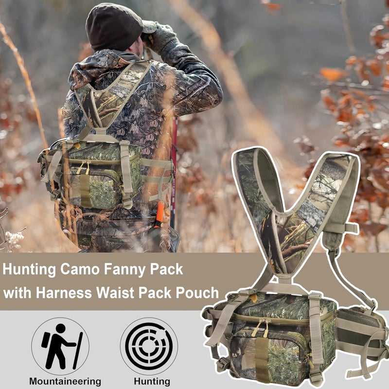 MDSTOP Hunting Fanny Pack, Waist-Pack Style Hunting Pack, Camo Hunting Fanny Waist Pack with Shoulder Straps and Harness Pouch, Available in Backpack and Lumbar Pack Styles - Image 2